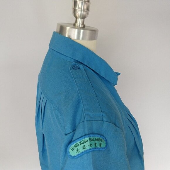 Vintage Hong Kong Girl Guides Uniform Dress Size M Blue 1970's Schoolgirl Scouts - Picture 9 of 12